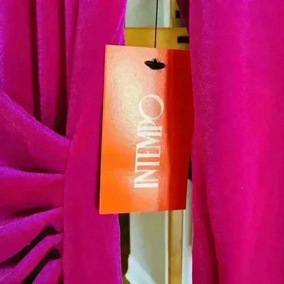 NWT Intempo Bright Pink Velvet Long Sleeve Dress Women's Size Small - Picture 6 of 7